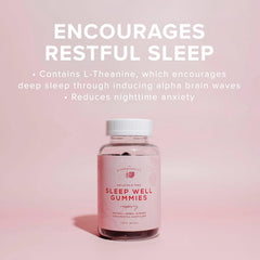 Close-up of L-Theanine and botanicals in Sleep Well gummies.