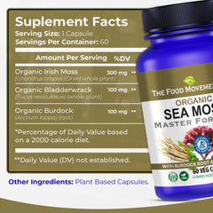 THE FOOD MOVEMENT CO. Sea Moss Master lab testing seal reinforces purity and potency