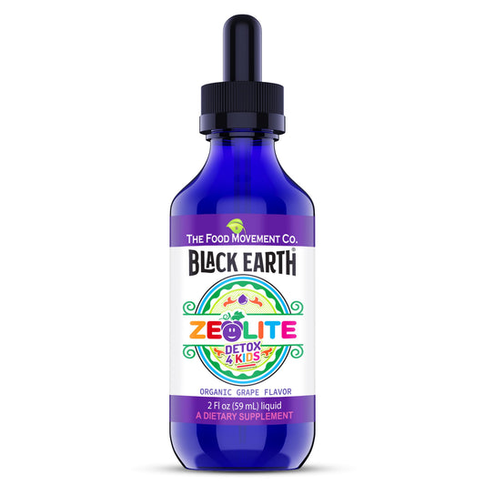 The Food Movement Co Zeolite Detox for Kids bottle being dispensed with a pump for precise dosing.