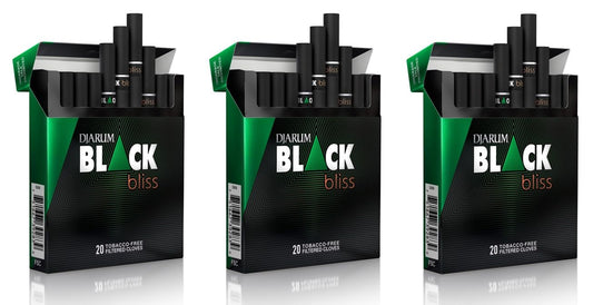 Djarum Black Bliss Emerald cigarettes in pack-front view, highlighting premium clove aroma.