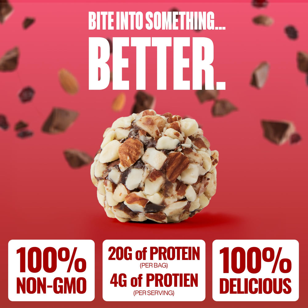 The GFB bites ingredients—organic plant proteins and wholesome nuts.