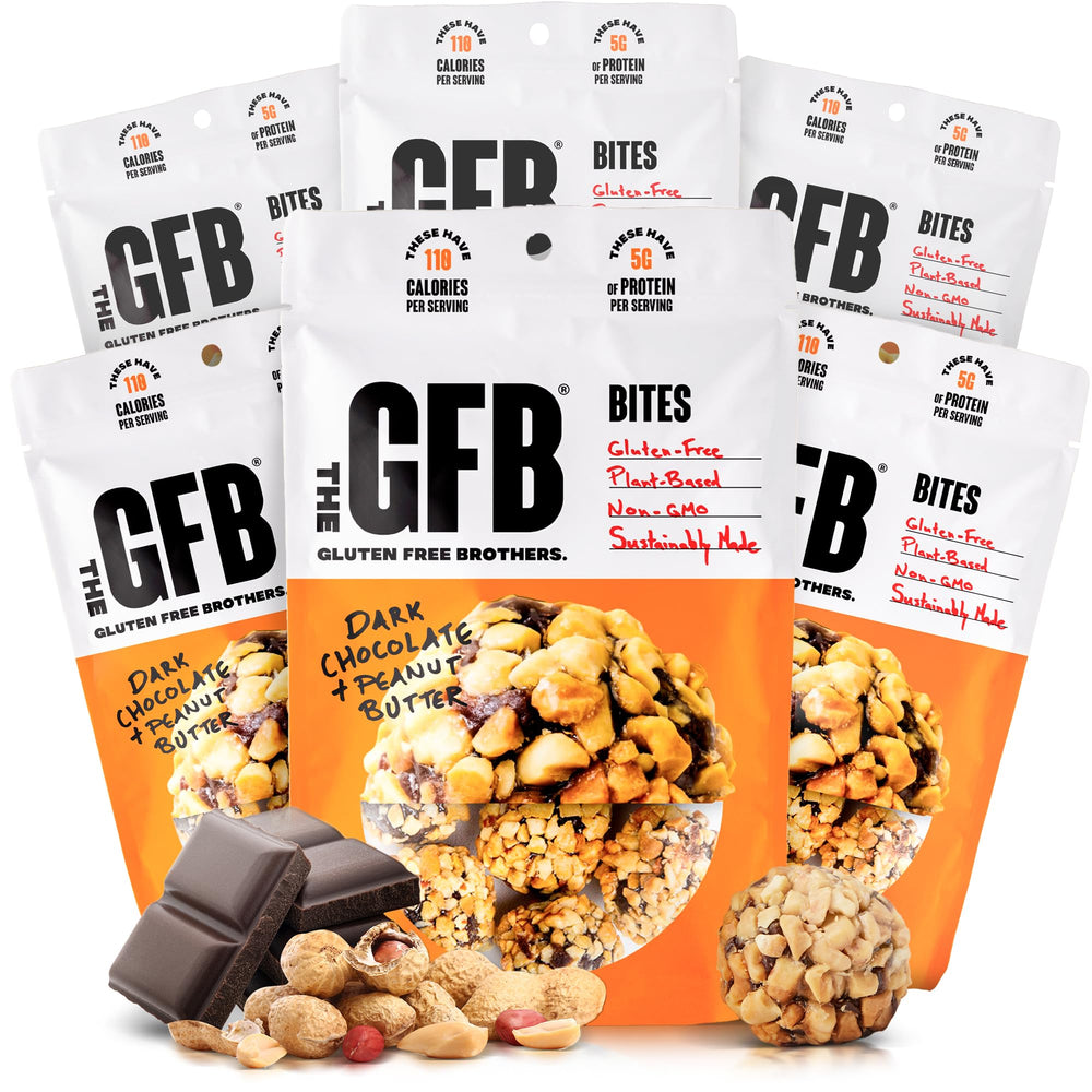 The GFB Dark Chocolate Peanut Butter Bites pack – convenient protein snack