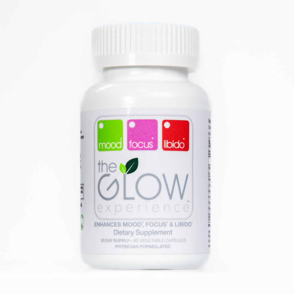 The Glow Experience mood bottle supports mood and focus during busy days.