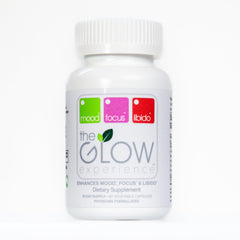 The Glow Experience mood bottle supports mood and focus during busy days.