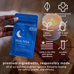 The Good Patch Nite Nite box front highlights product features