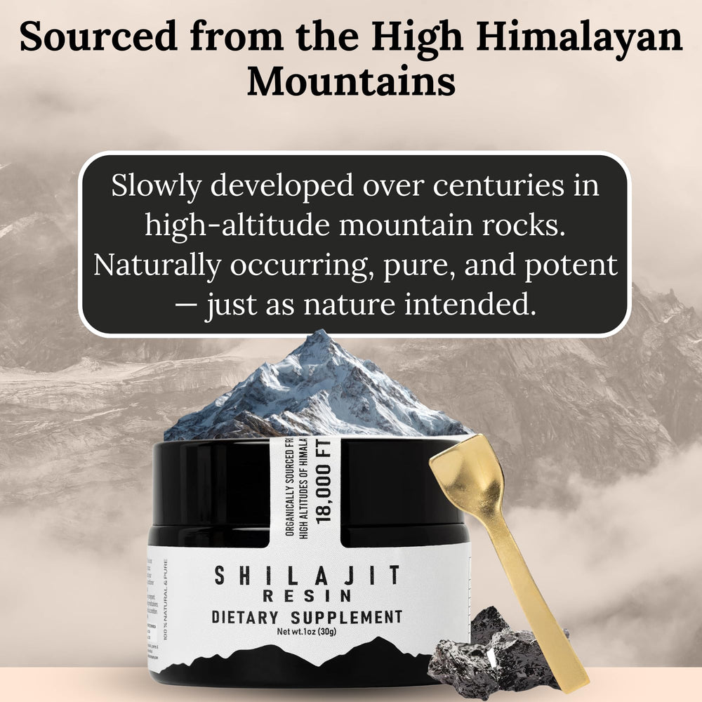 The Goodbye Company Shilajit Resin close-up reveals rich texture and mineral blend.