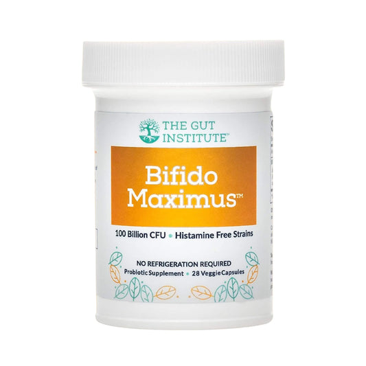 The Gut Institute Bifido Maximus bottle promotes daily digestive balance.
