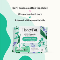 The Honey Pot 80ct herbal blend lavender, rose, aloe, and mint for comfort.