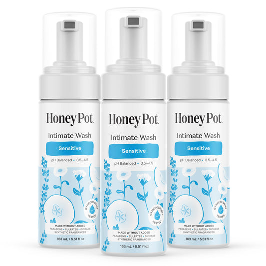 The Honey Pot Sensitive Wash bottle with herbal infusion for balanced pH