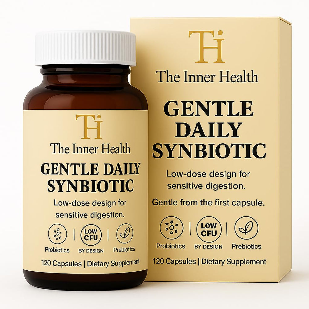 The Inner Health gentle-synbiotic shelf-stable setup suggests consistent routines.