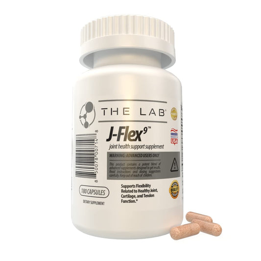 The Lab J-FLEX9 bottle pouring capsules for joint support and daily ease.