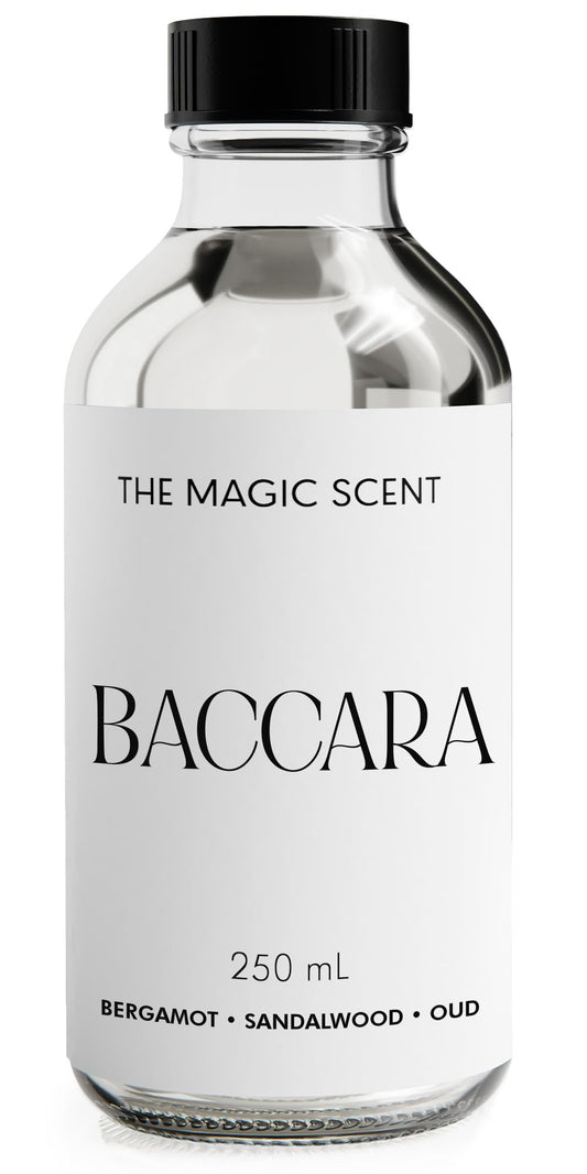 The Magic Scent Baccara diffuser oil bottle ready for luxurious rooms