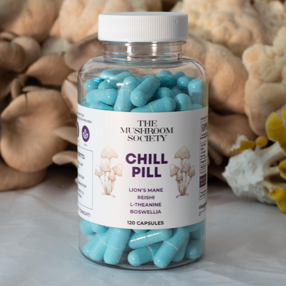 Chill Pill packaging display showing clean, modern wellness packaging