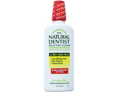 The Natural Dentist Healthy Gums Mouthwash bottle pour for easy use and fresh breath.