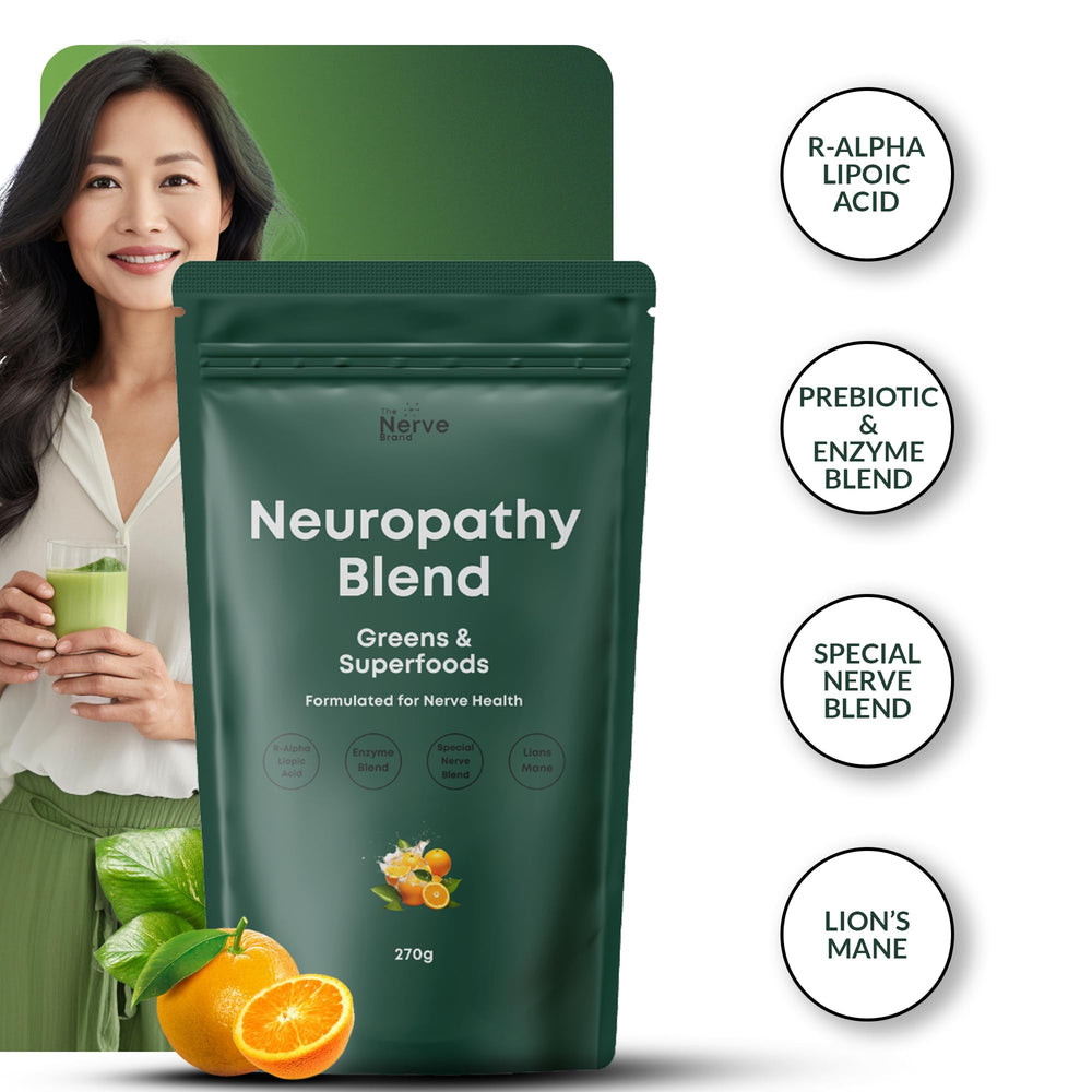 The Nerve Brand Neuropathy Superfood Blend ingredients-spirulina close-up highlights antioxidant greens.