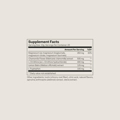 The Nue Co Magnesium Gut Barrier+ powder tub with spoon highlighting convenient nightly use