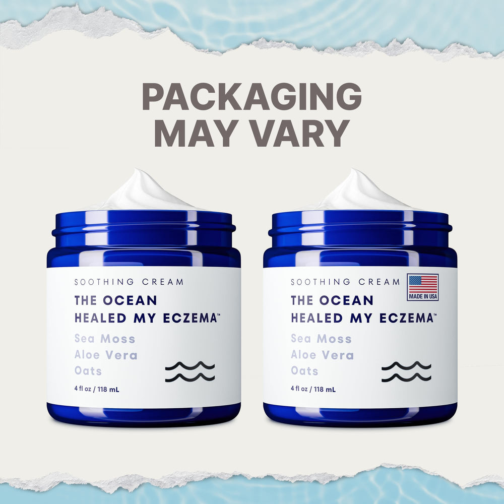 The Ocean Healed My Eczema packaging on display signals vegan cruelty-free skincare