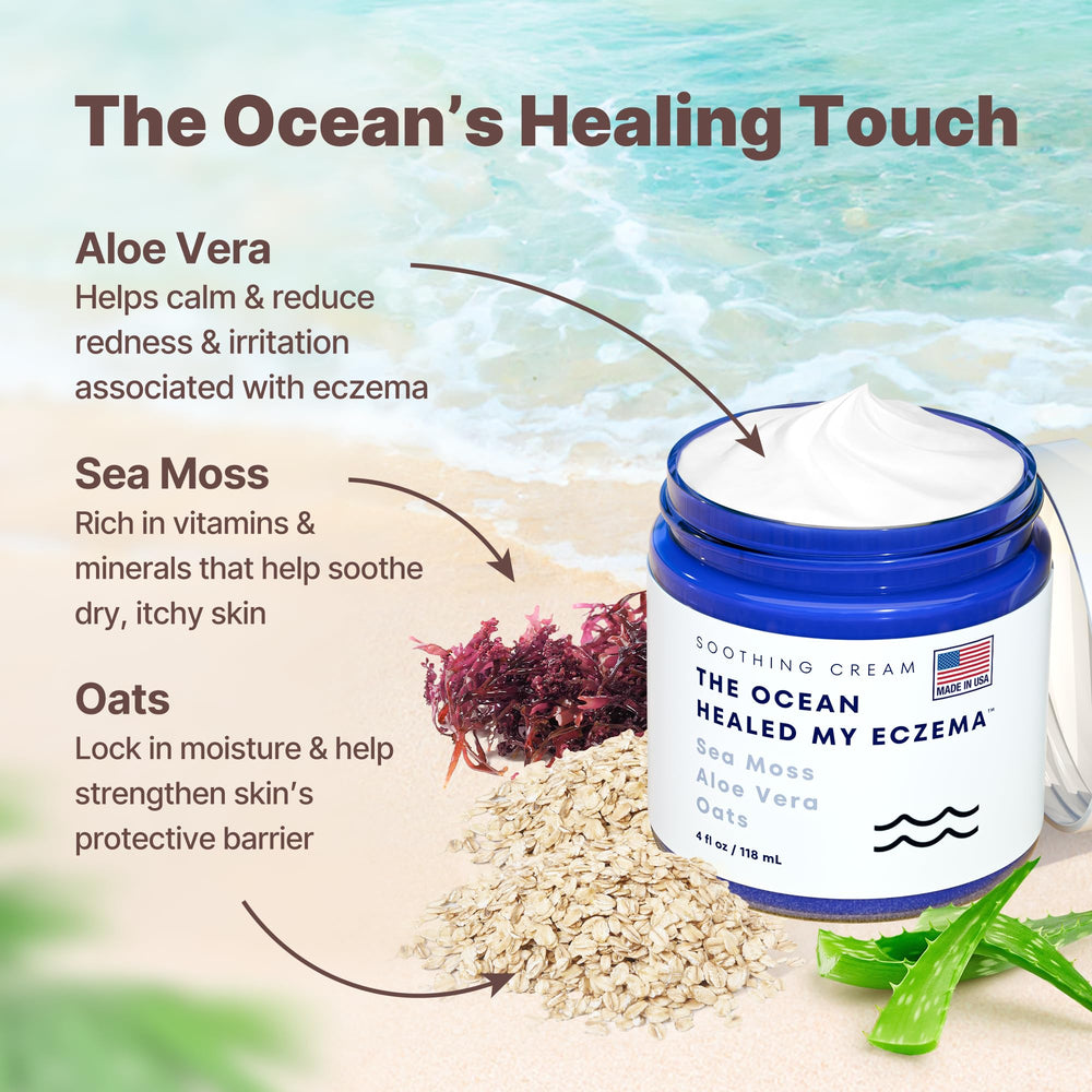 The Ocean Healed My Eczema sea moss ingredient close-up suggests soothing hydration
