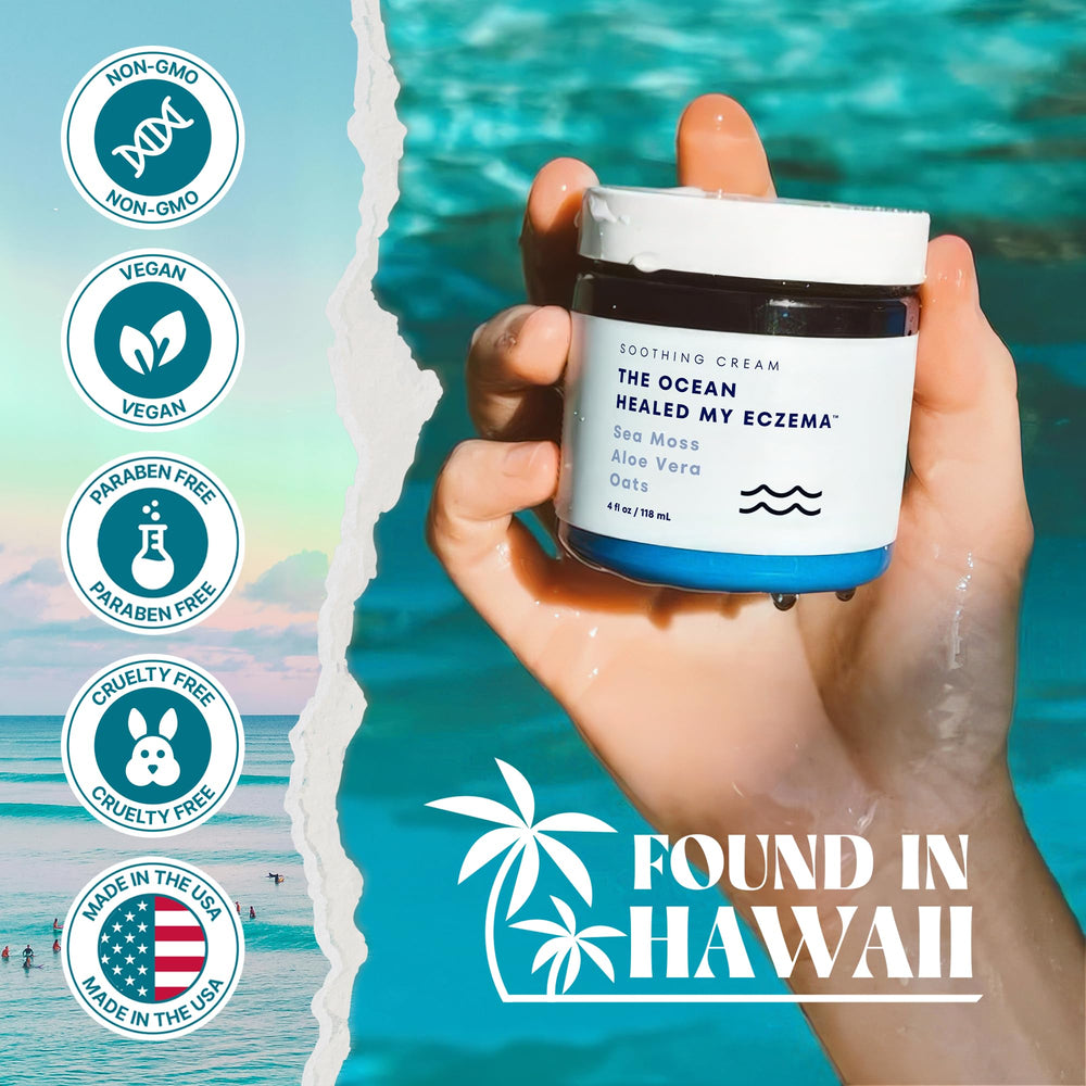 The Ocean Healed My Eczema vegan non-GMO cruelty-free label indicates clean ingredients