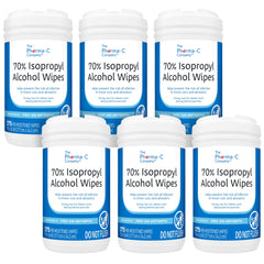 The Pharma-C Company IPA wipes canister close-up for quick antiseptic cleaning.