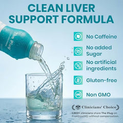The Plug Liver Cleanse label closeup highlights plant-based electrolyte blend.