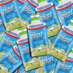 The Right Stuff Lemon Lime pouch pack for convenient on-the-go hydration.