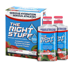 The Right Stuff strawberry kiwi pouch for convenient pre hydration and electrolyte balance.