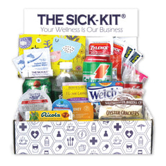 THE SICK-KIT box front view, gift-ready for comforting sick days