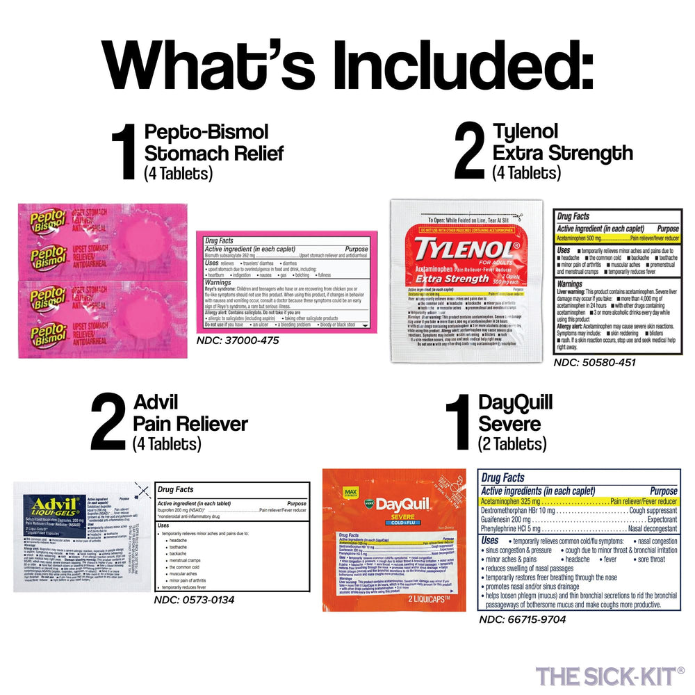 THE SICK-KIT contents closeup highlights curated essentials for rest.