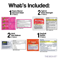 THE SICK-KIT contents closeup highlights curated essentials for rest.