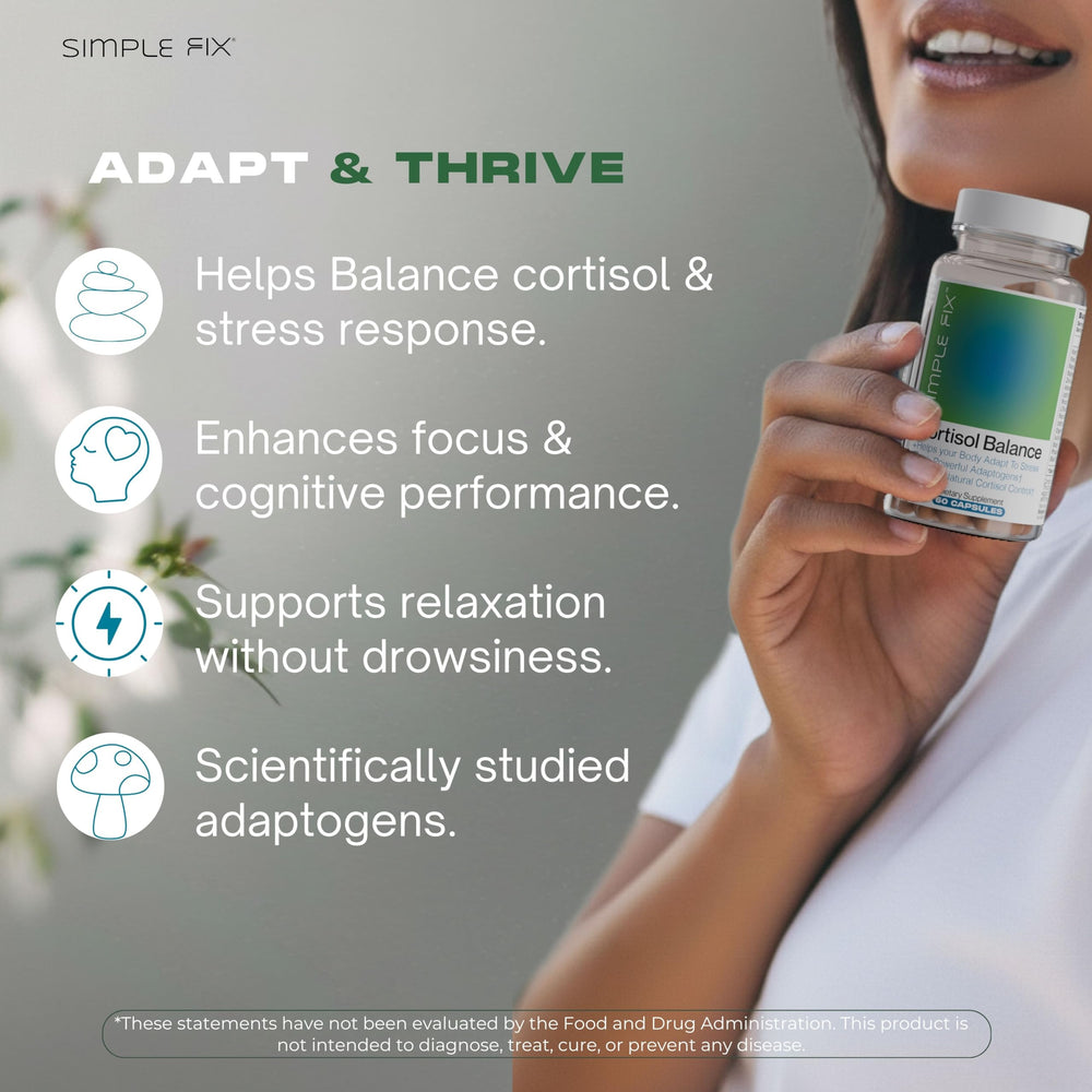 The Simple Fix Cortisol Balance with Rhodiola highlights resilience during busy days.