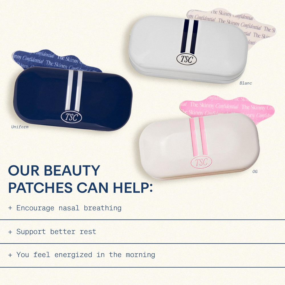 The Skinny Confidential beauty patches packaging in a compact tin for nighttime use