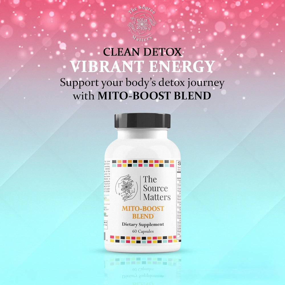 The Source Matters Mito-Boost capsules daily use image highlights convenient immune and antioxidant support