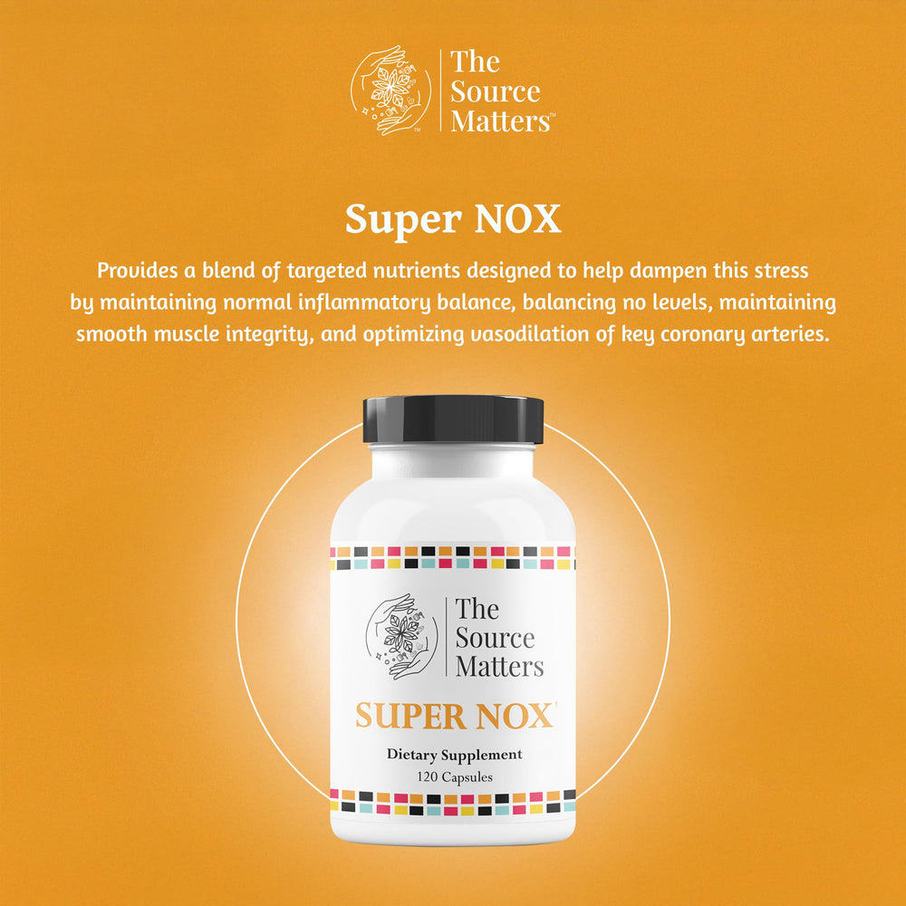 The Source Matters Super NOX emphasis on endothelial support with grape seed extract.