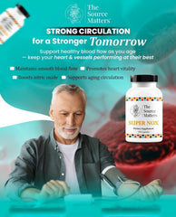 The Source Matters Super NOX ingredients list featuring L-Citrulline for nitric oxide support.