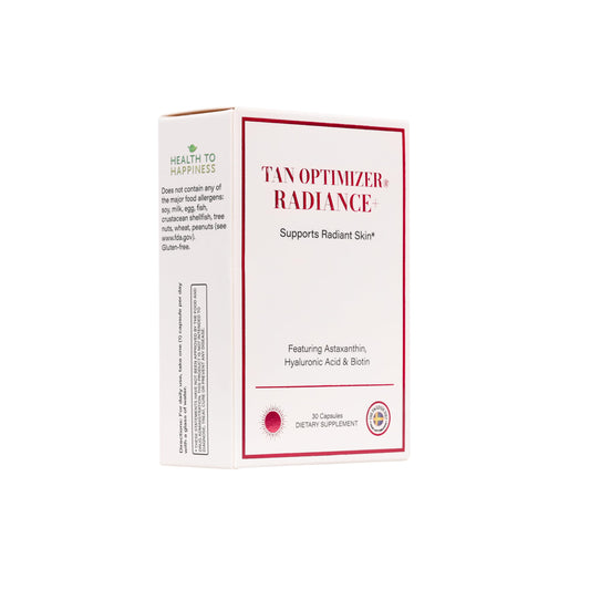 The Swedish Diet Tan Optimizer Radiance bottle promotes daily skin radiance and hydration.