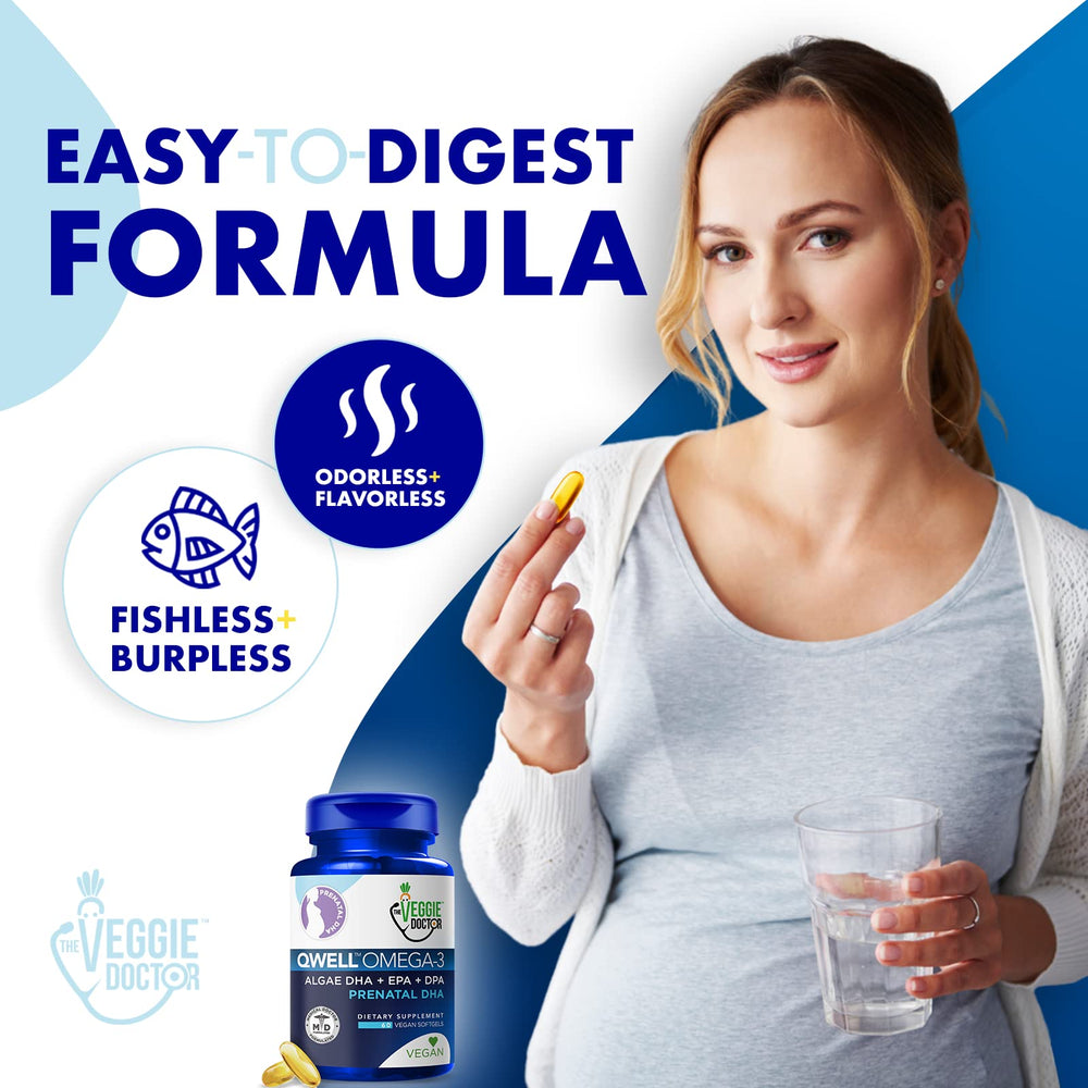 The Veggie Doctor DHA from algae source emphasizes sustainable nutrition for pregnancy.