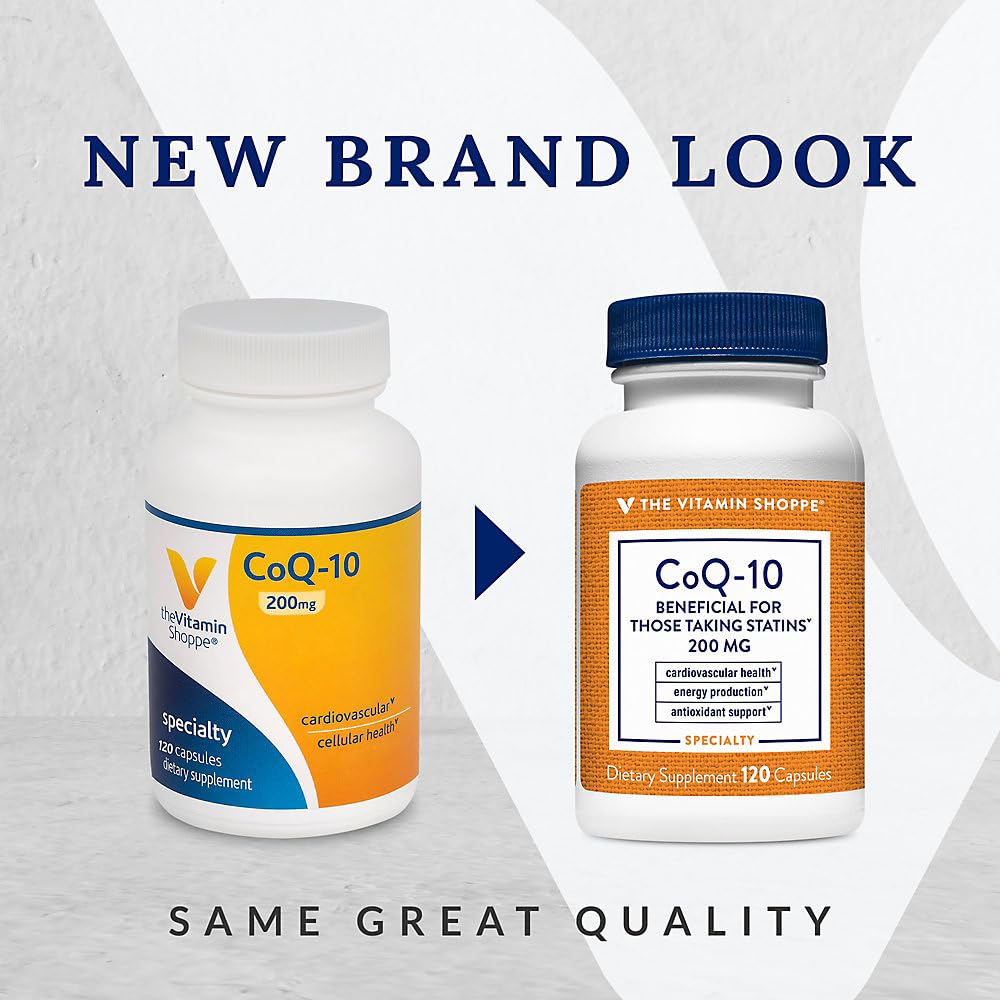 The Vitamin Shoppe CoQ-10 capsules highlighting easy daily use