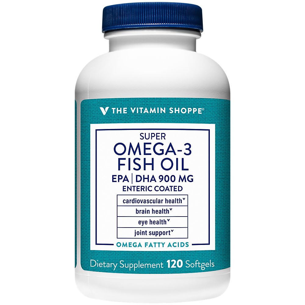 The Vitamin Shoppe Omega-3 packaging styled for clean, modern wellness.