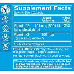 The Vitamin Shoppe Vitamin D3 K2 5000IU capsules for easy daily supplementation