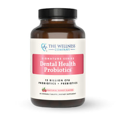 The Wellness Company Dental Health Probiotic front view promotes fresh breath potential.