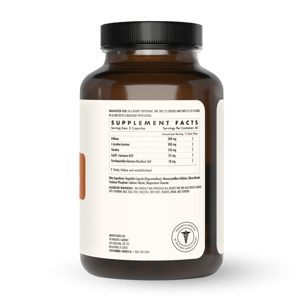 The Wellness Company Elevated Energy label details show purity and third-party tested status