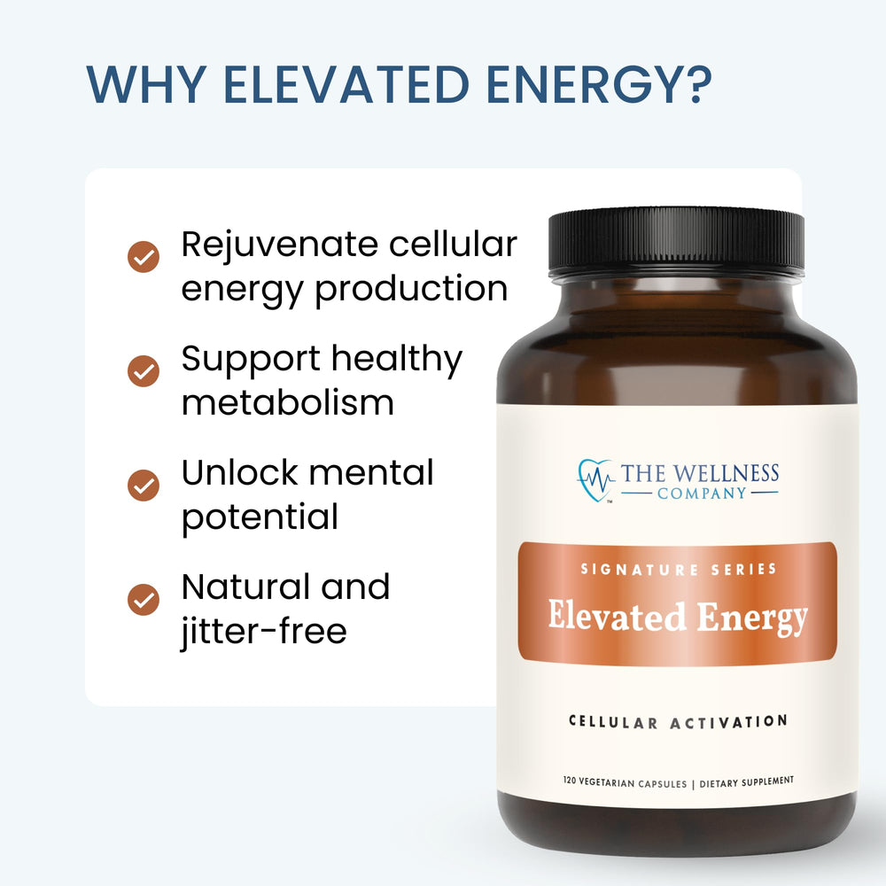 The Wellness Company Elevated Energy packaging emphasizes vegan, gluten-free and non-GMO ingredients