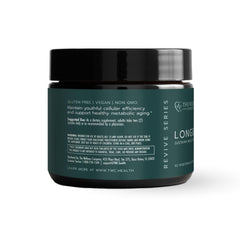 Close-up of Longevity capsules highlighting convenient daily supplementation.