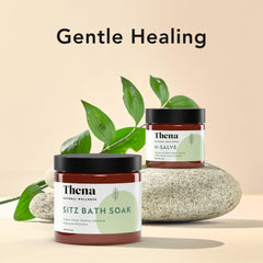 THENA Hemorrhoid Salve Cream jar illustrating soothing protection for skin