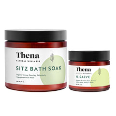 THENA Sitz Bath Soak bottle shown for postpartum comfort and cleansing