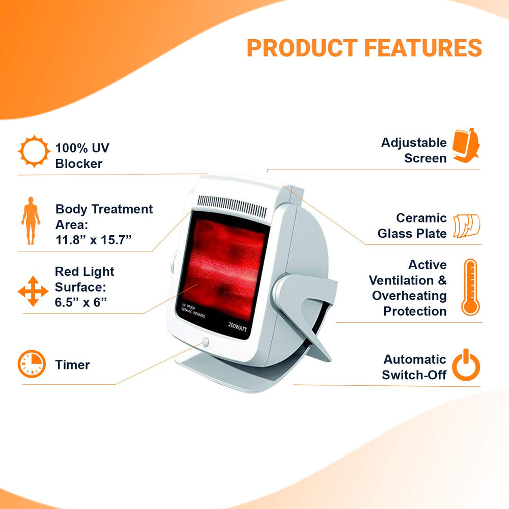 TheraLamp adjustable-angle-tilt enables precise coverage for back, legs, arms