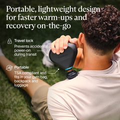 TheraGun Mini Plus travel case keeps the device secure during travel.