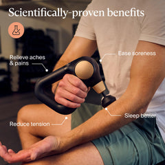 TheraGun Sense standard ball attachment blends deep and broad muscle relief.