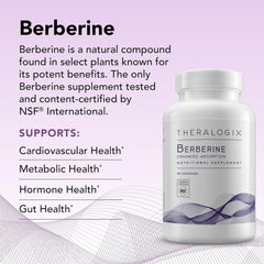 Close-up of Theralogix Berberine Enhanced Absorption label highlighting phytosome technology